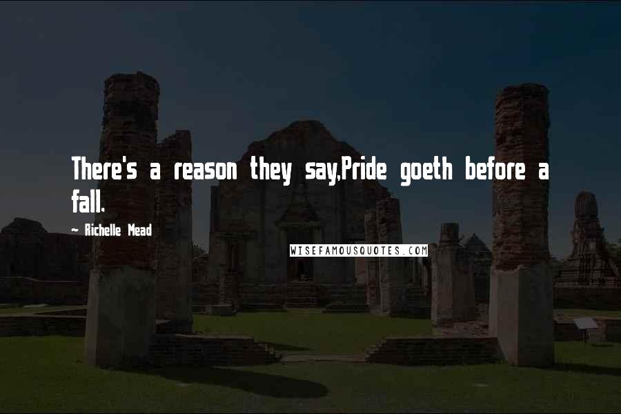 Richelle Mead Quotes: There's a reason they say,Pride goeth before a fall.