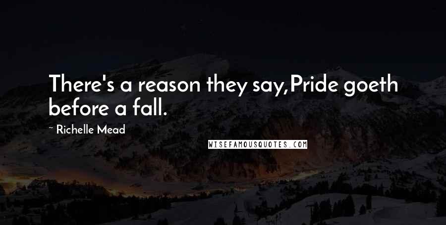 Richelle Mead Quotes: There's a reason they say,Pride goeth before a fall.