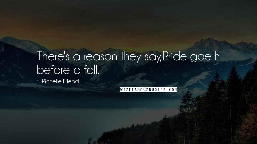 Richelle Mead Quotes: There's a reason they say,Pride goeth before a fall.