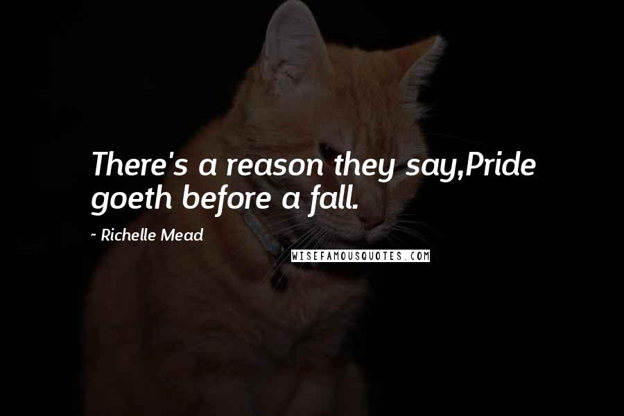Richelle Mead Quotes: There's a reason they say,Pride goeth before a fall.