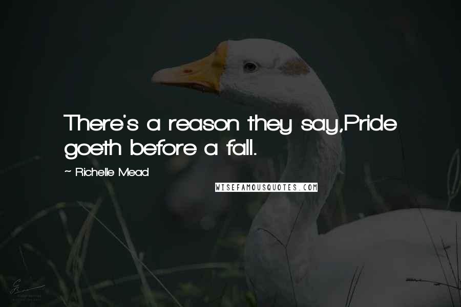 Richelle Mead Quotes: There's a reason they say,Pride goeth before a fall.