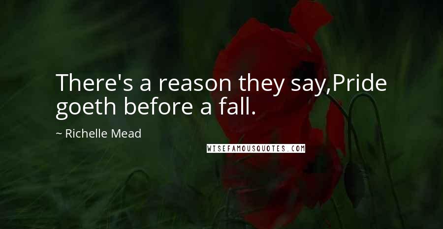Richelle Mead Quotes: There's a reason they say,Pride goeth before a fall.