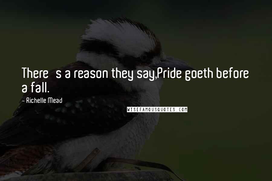 Richelle Mead Quotes: There's a reason they say,Pride goeth before a fall.