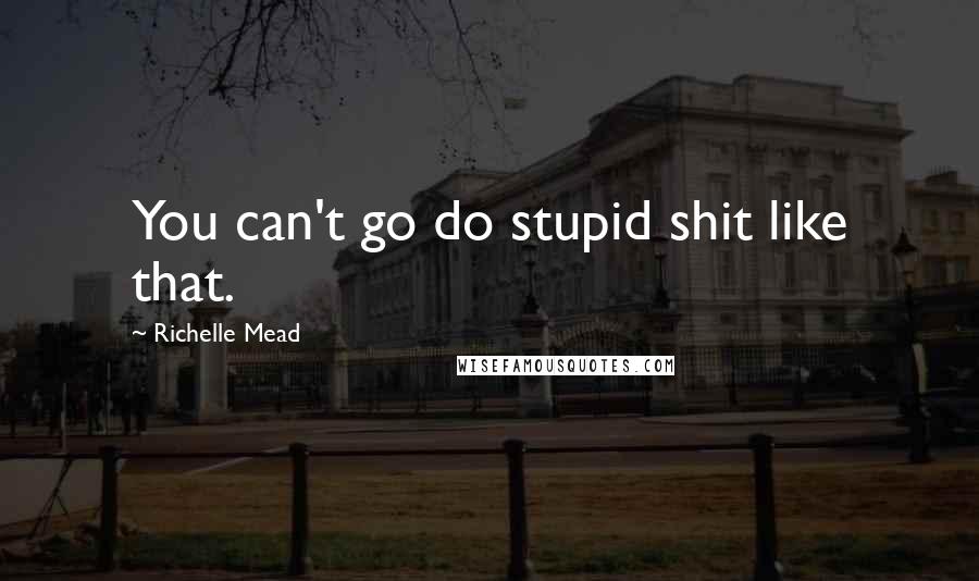 Richelle Mead Quotes: You can't go do stupid shit like that.