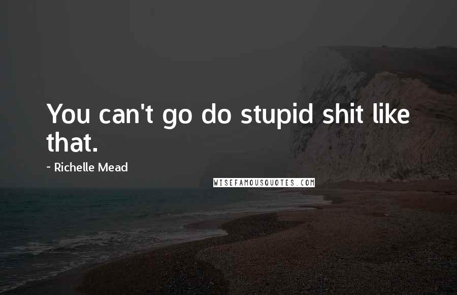 Richelle Mead Quotes: You can't go do stupid shit like that.