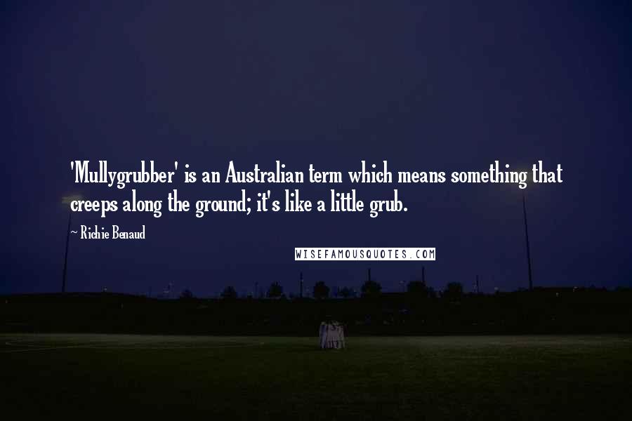 Richie Benaud Quotes: 'Mullygrubber' is an Australian term which means something that creeps along the ground; it's like a little grub.