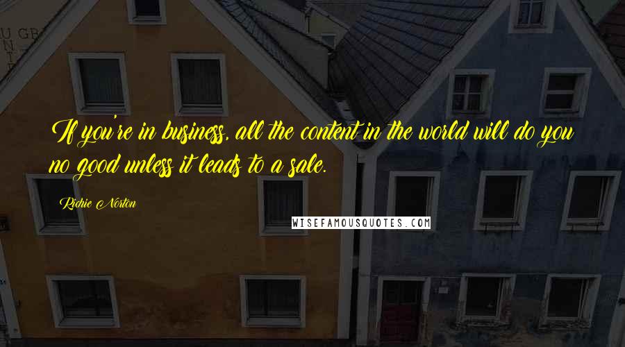 Richie Norton Quotes: If you're in business, all the content in the world will do you no good unless it leads to a sale.