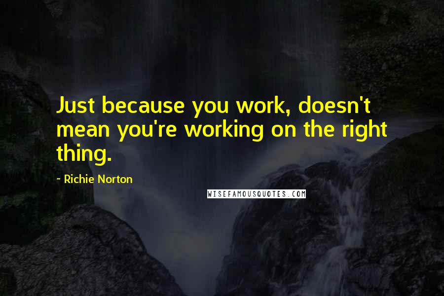 Richie Norton Quotes: Just because you work, doesn't mean you're working on the right thing.