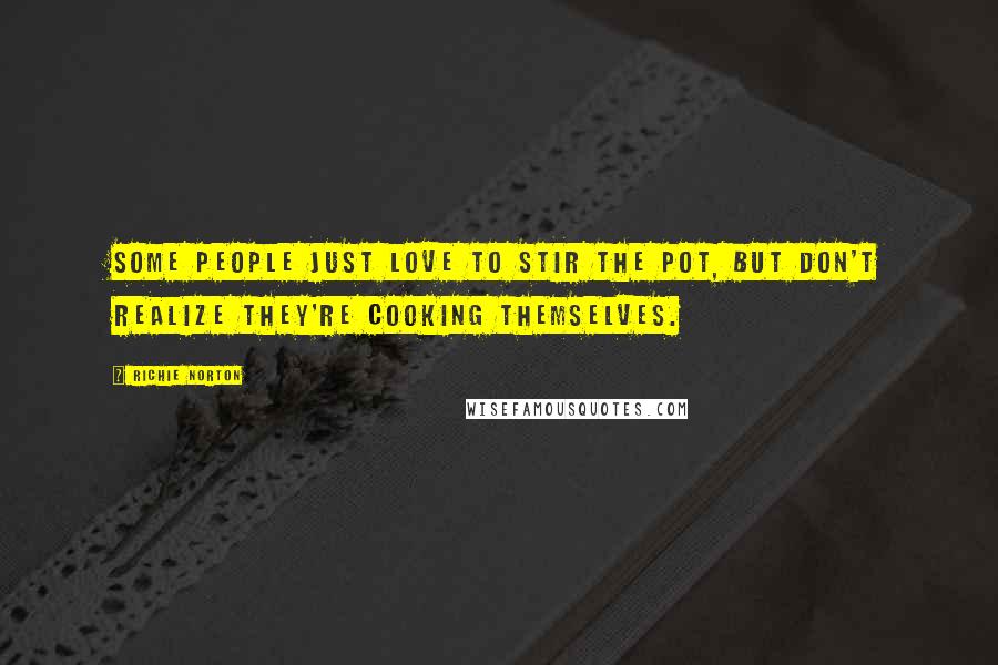 Richie Norton Quotes: Some people just love to stir the pot, but don't realize they're cooking themselves.