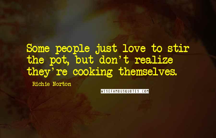 Richie Norton Quotes: Some people just love to stir the pot, but don't realize they're cooking themselves.