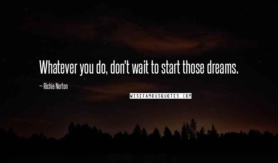Richie Norton Quotes: Whatever you do, don't wait to start those dreams.