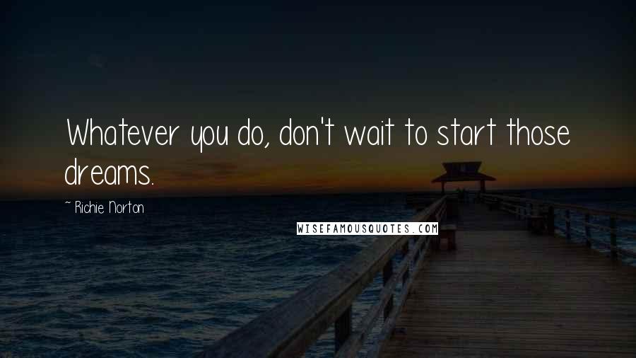 Richie Norton Quotes: Whatever you do, don't wait to start those dreams.