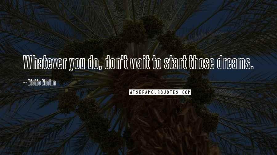 Richie Norton Quotes: Whatever you do, don't wait to start those dreams.