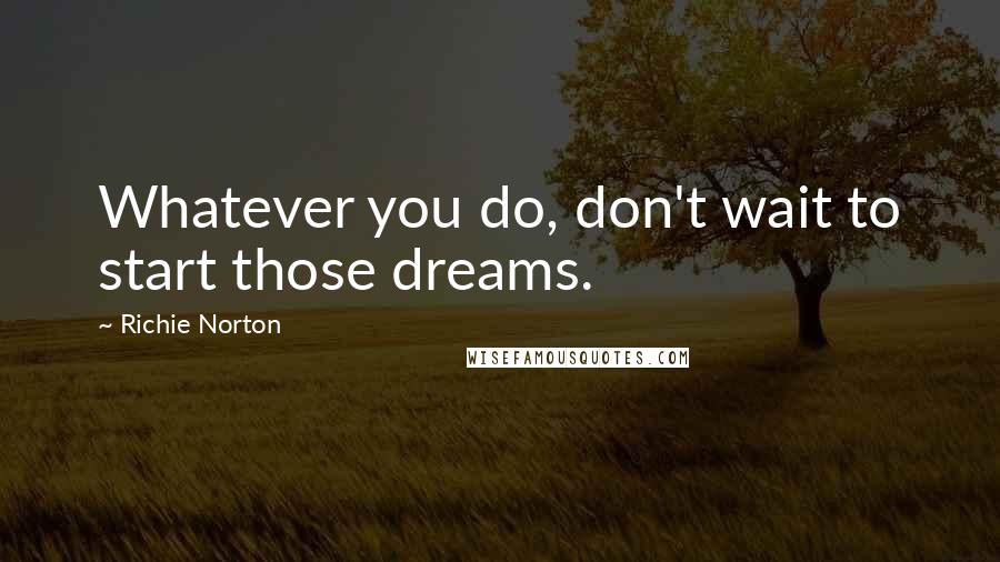 Richie Norton Quotes: Whatever you do, don't wait to start those dreams.