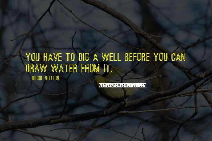Richie Norton Quotes: You have to dig a well before you can draw water from it.