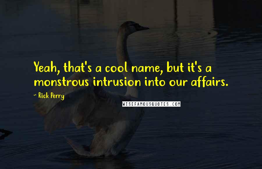 Rick Perry Quotes: Yeah, that's a cool name, but it's a monstrous intrusion into our affairs.