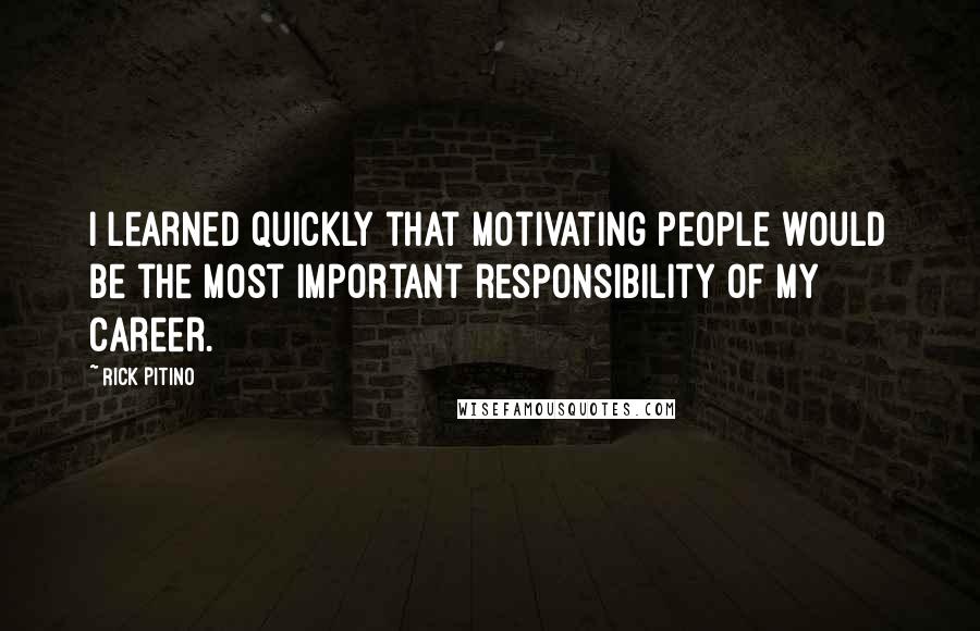 Rick Pitino Quotes: I learned quickly that motivating people would be the most important responsibility of my career.