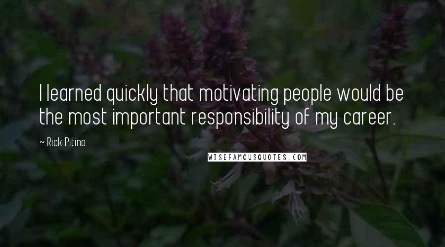 Rick Pitino Quotes: I learned quickly that motivating people would be the most important responsibility of my career.