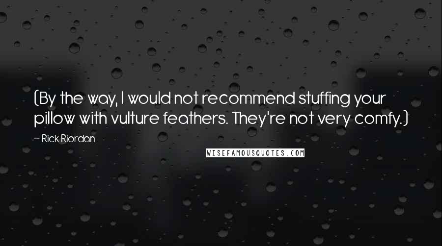 Rick Riordan Quotes: (By the way, I would not recommend stuffing your pillow with vulture feathers. They're not very comfy.)