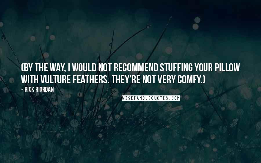 Rick Riordan Quotes: (By the way, I would not recommend stuffing your pillow with vulture feathers. They're not very comfy.)