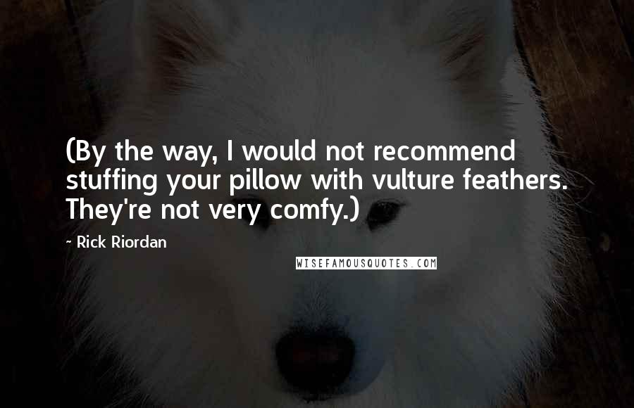 Rick Riordan Quotes: (By the way, I would not recommend stuffing your pillow with vulture feathers. They're not very comfy.)