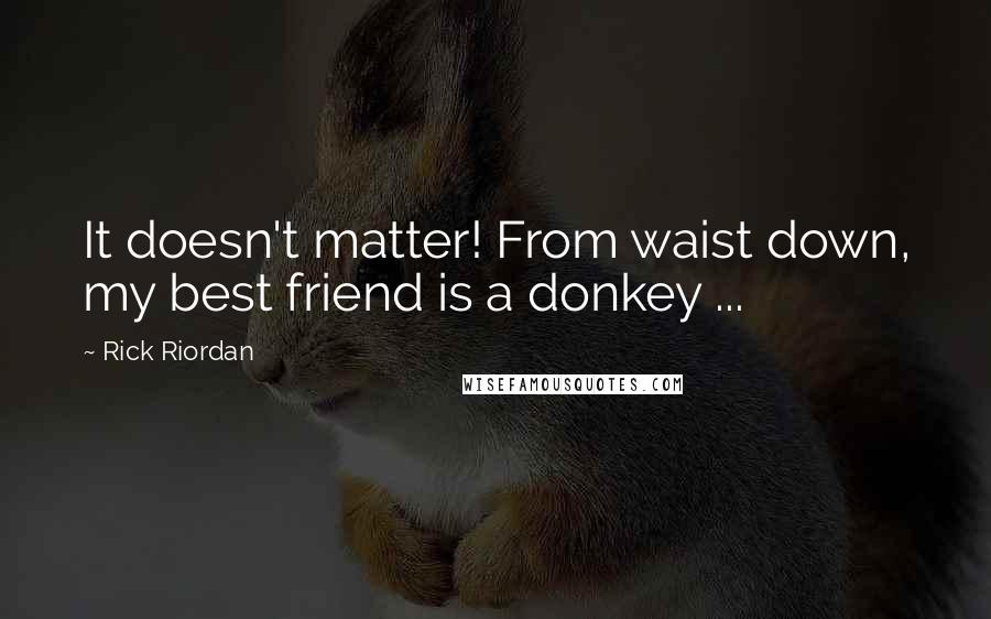 Rick Riordan Quotes: It doesn't matter! From waist down, my best friend is a donkey ...