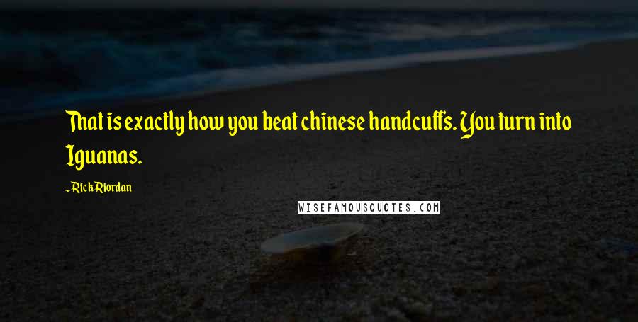 Rick Riordan Quotes: That is exactly how you beat chinese handcuffs. You turn into Iguanas.