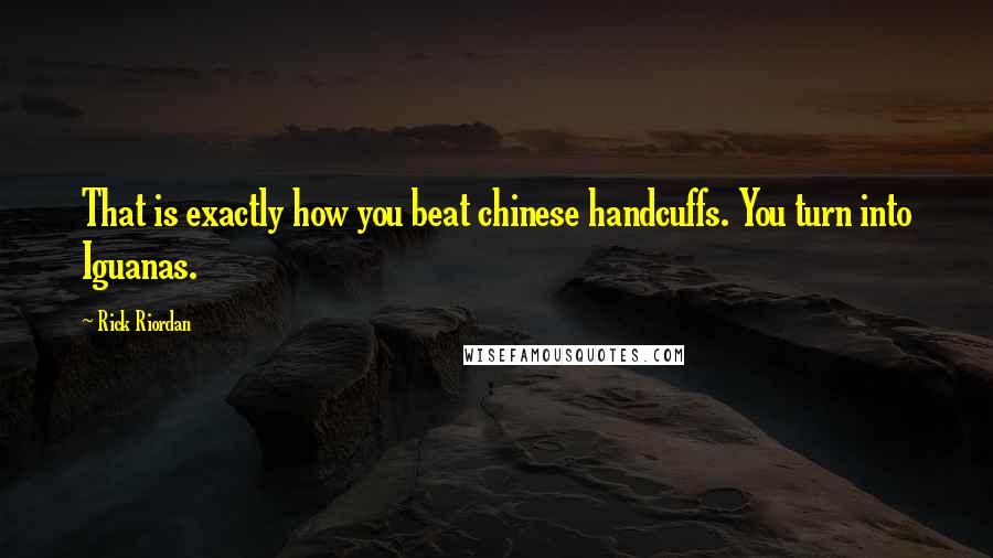 Rick Riordan Quotes: That is exactly how you beat chinese handcuffs. You turn into Iguanas.