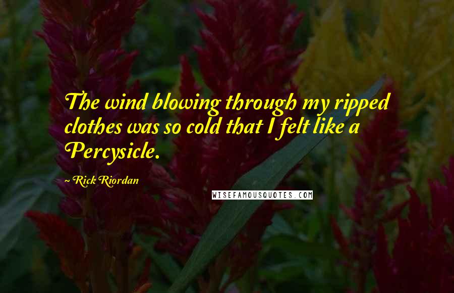 Rick Riordan Quotes: The wind blowing through my ripped clothes was so cold that I felt like a Percysicle.