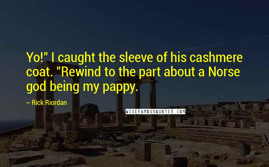 Rick Riordan Quotes: Yo!" I caught the sleeve of his cashmere coat. "Rewind to the part about a Norse god being my pappy.