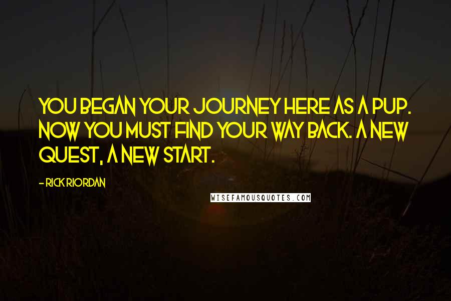 Rick Riordan Quotes: You began your journey here as a pup. Now you must find your way back. A new quest, a new start.