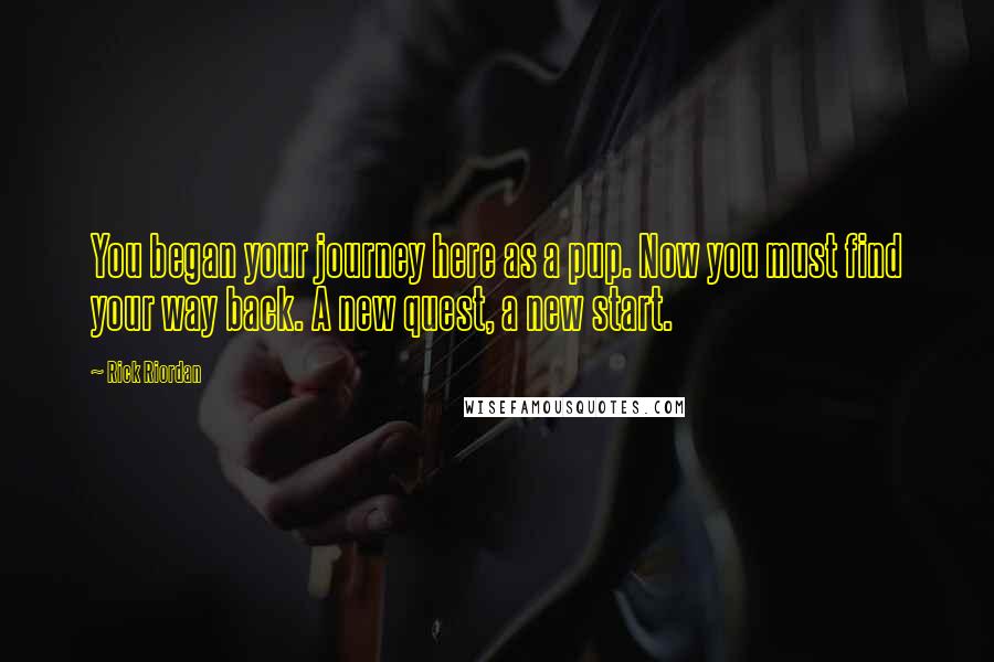 Rick Riordan Quotes: You began your journey here as a pup. Now you must find your way back. A new quest, a new start.