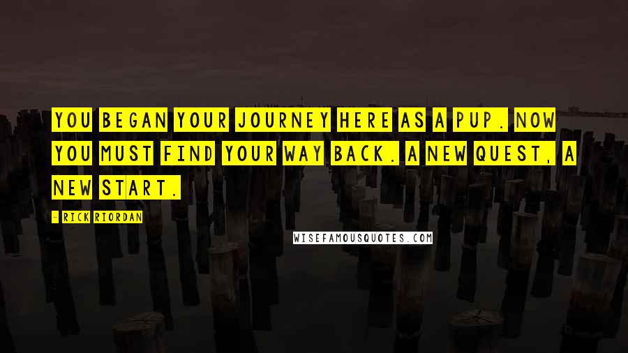 Rick Riordan Quotes: You began your journey here as a pup. Now you must find your way back. A new quest, a new start.