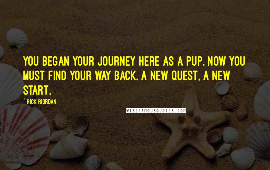 Rick Riordan Quotes: You began your journey here as a pup. Now you must find your way back. A new quest, a new start.