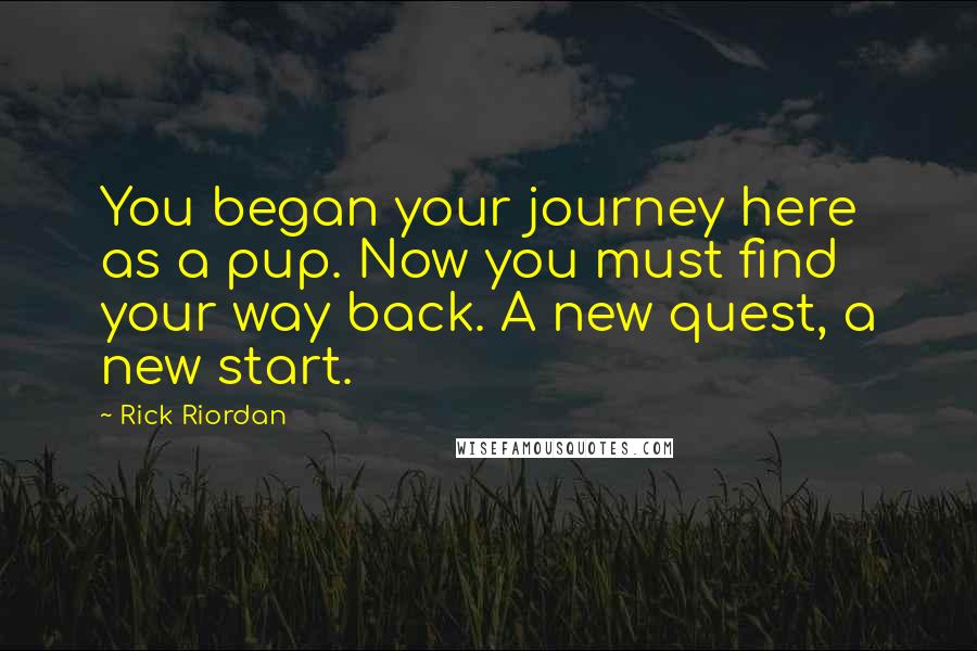 Rick Riordan Quotes: You began your journey here as a pup. Now you must find your way back. A new quest, a new start.