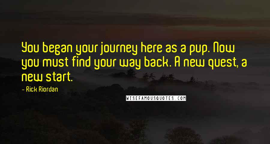 Rick Riordan Quotes: You began your journey here as a pup. Now you must find your way back. A new quest, a new start.