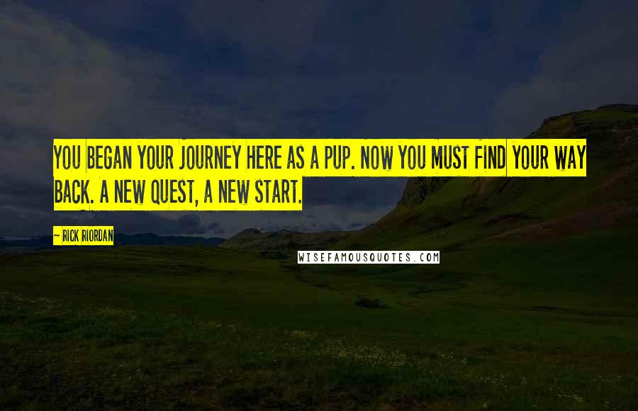 Rick Riordan Quotes: You began your journey here as a pup. Now you must find your way back. A new quest, a new start.