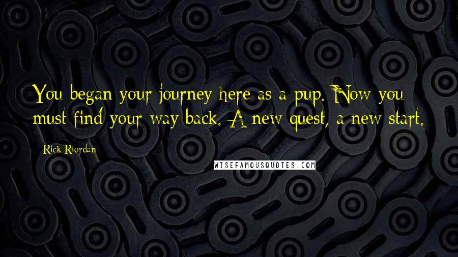 Rick Riordan Quotes: You began your journey here as a pup. Now you must find your way back. A new quest, a new start.