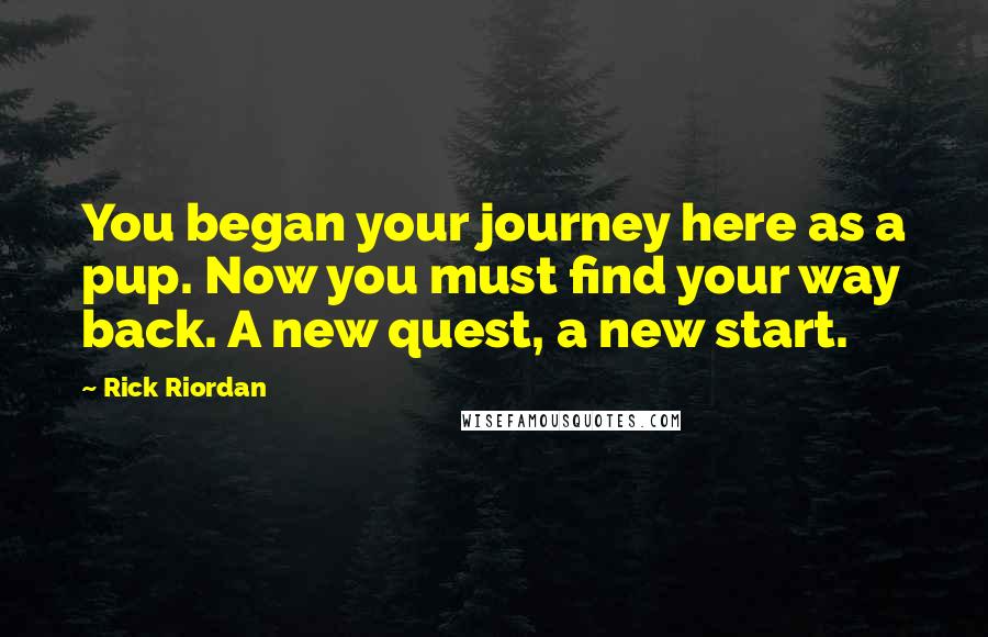 Rick Riordan Quotes: You began your journey here as a pup. Now you must find your way back. A new quest, a new start.