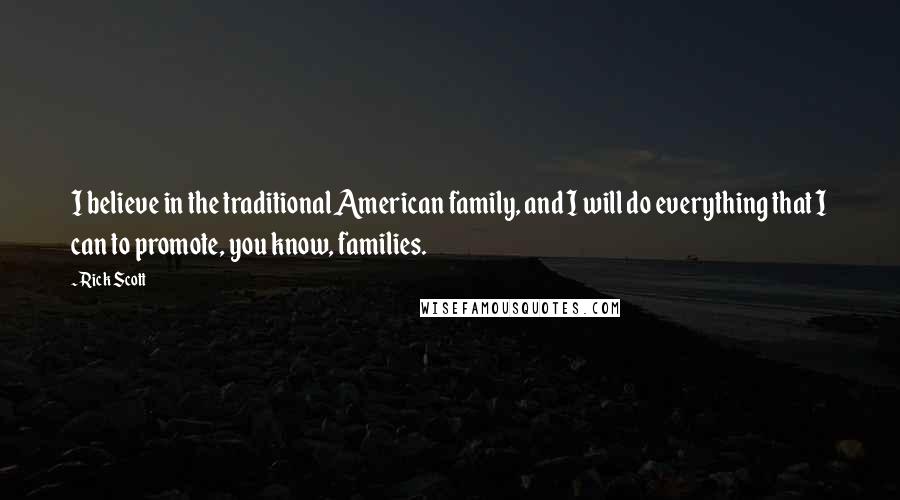 Rick Scott Quotes: I believe in the traditional American family, and I will do everything that I can to promote, you know, families.