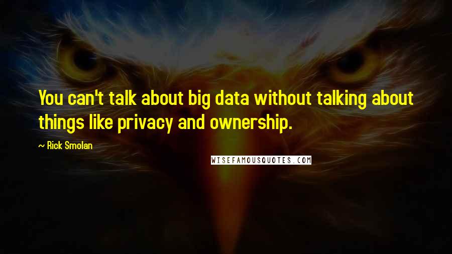 Rick Smolan Quotes: You can't talk about big data without talking about things like privacy and ownership.