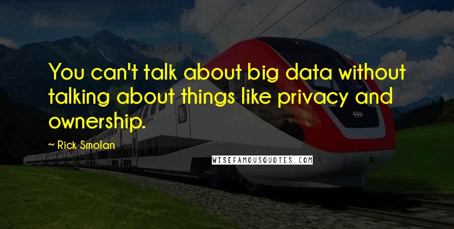 Rick Smolan Quotes: You can't talk about big data without talking about things like privacy and ownership.