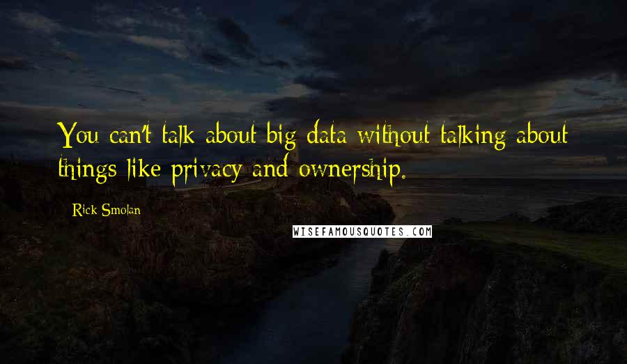 Rick Smolan Quotes: You can't talk about big data without talking about things like privacy and ownership.