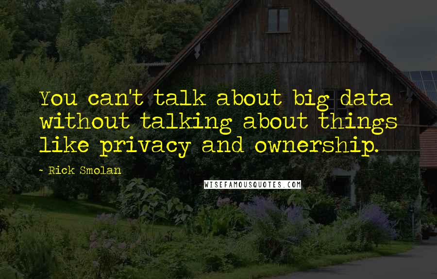 Rick Smolan Quotes: You can't talk about big data without talking about things like privacy and ownership.