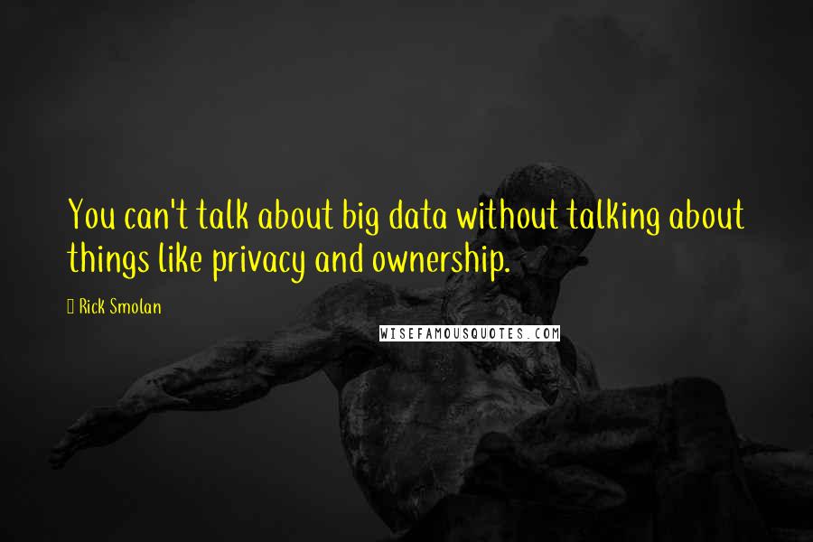 Rick Smolan Quotes: You can't talk about big data without talking about things like privacy and ownership.