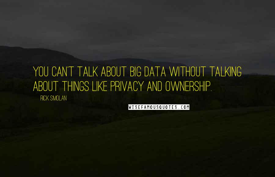 Rick Smolan Quotes: You can't talk about big data without talking about things like privacy and ownership.