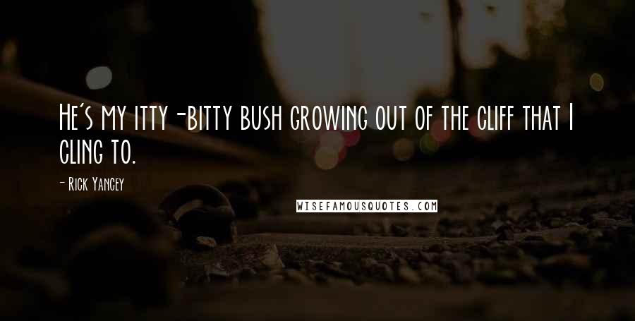 Rick Yancey Quotes: He's my itty-bitty bush growing out of the cliff that I cling to.
