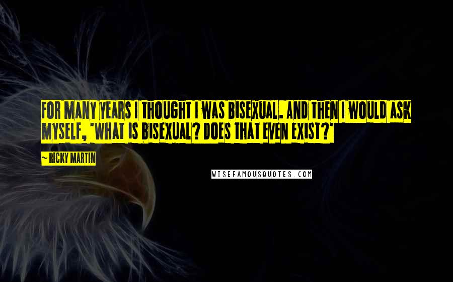 Ricky Martin Quotes: For many years I thought I was bisexual. And then I would ask myself, 'What is bisexual? Does that even exist?'
