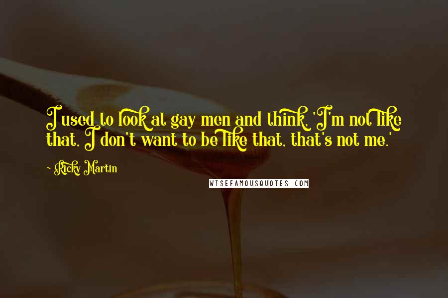 Ricky Martin Quotes: I used to look at gay men and think, 'I'm not like that, I don't want to be like that, that's not me.'