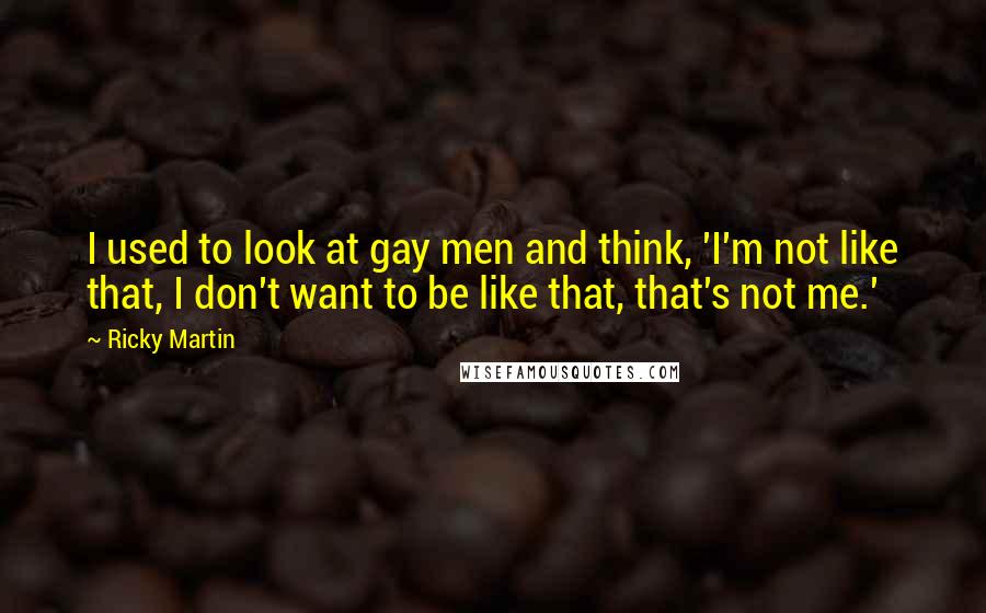 Ricky Martin Quotes: I used to look at gay men and think, 'I'm not like that, I don't want to be like that, that's not me.'